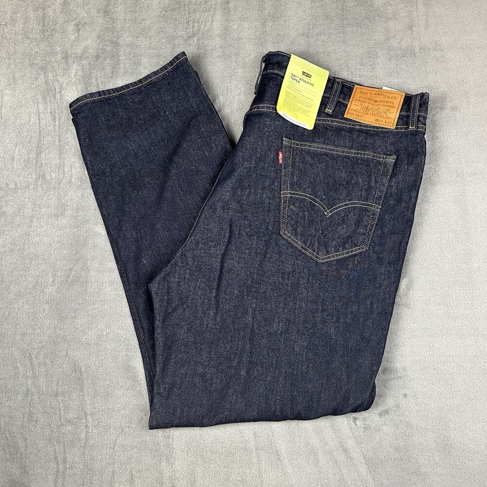 NWT Levis 541 Athletic Taper Jeans Mens 44x32 Dark Wash Flex Stretch Blue Denim
